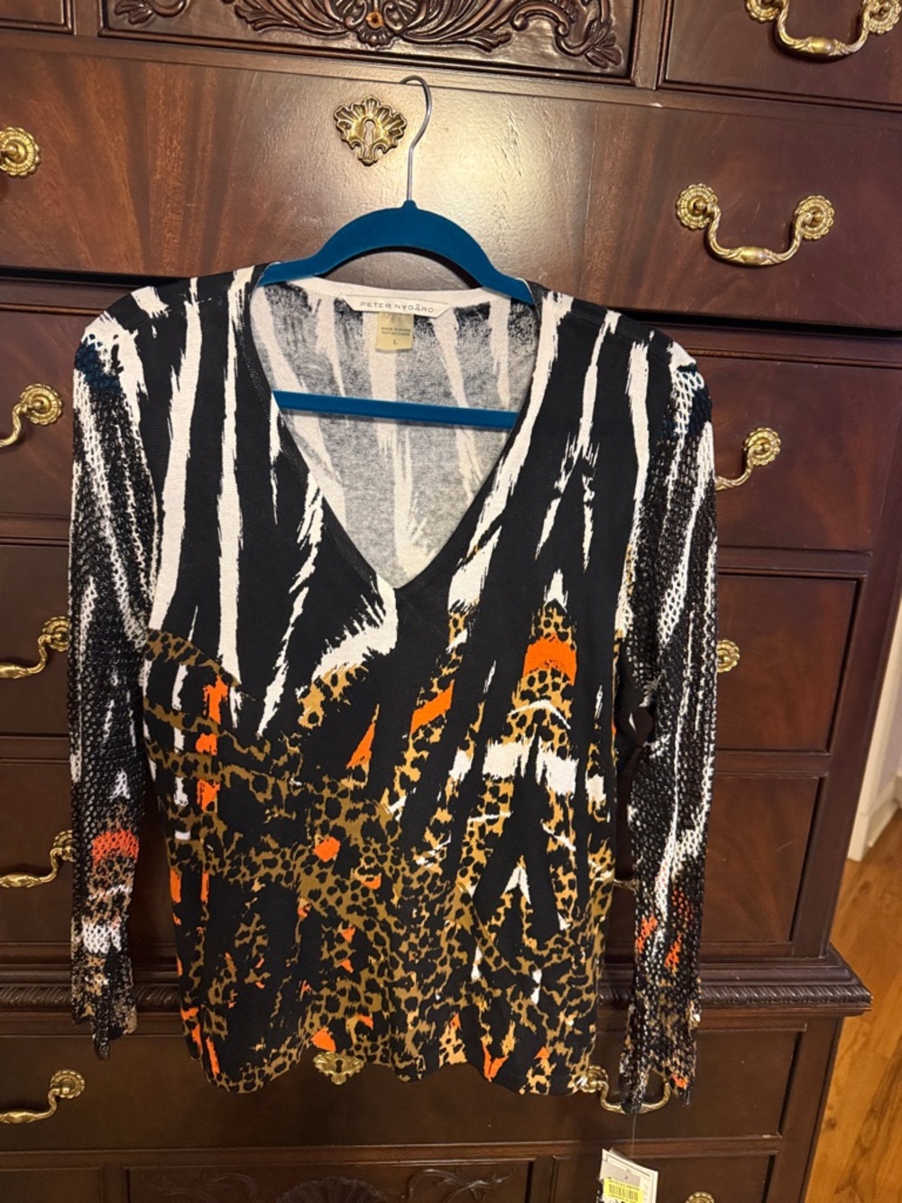 Peter Nygard Black & White Patterned Top